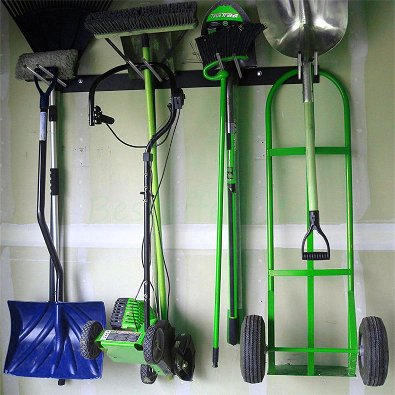 Garage Organization Tool Storage Utility Rack, Heavy Duty Wall Mounted Hanger Organizer System For Shed Garden Yard Tools, Ski Gears, Broom, Rake, Shovel