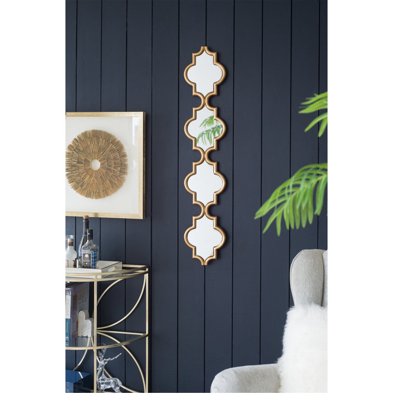 Miroir mural doré à quatre niveaux 9,5 x 1 x 47,2 po