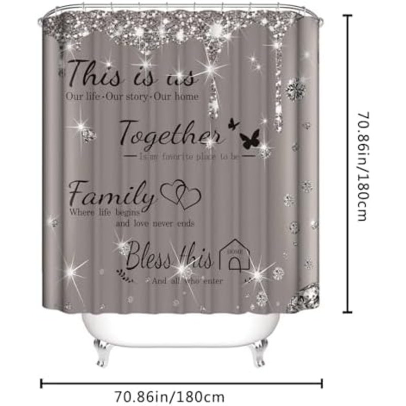 Ensemble de rideau de douche 4Pcs Family, Gris