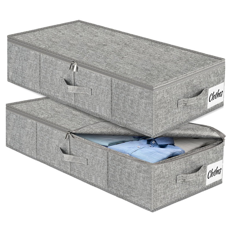 Rebrilliant Linen Underbed Storage, 17cm H x 76cm W x 40cm D
