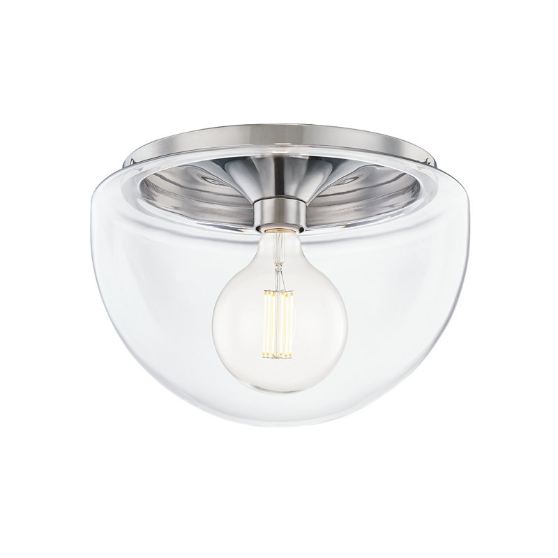 Plafonnier encastré 1 lumière Alexi, Nickel poli, H 9,5 po x l 13,75 po x P 13,75 po