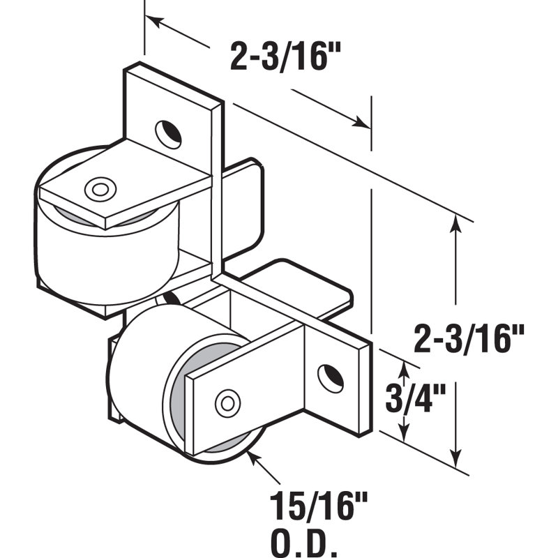 Prime-Line 15/16 in., White Nylon Drawer Guide Twin Roller Assembly