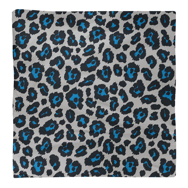 Polyester Animal Print Square Napkin, 10" x 10", Silver/Carolina Blue/Black