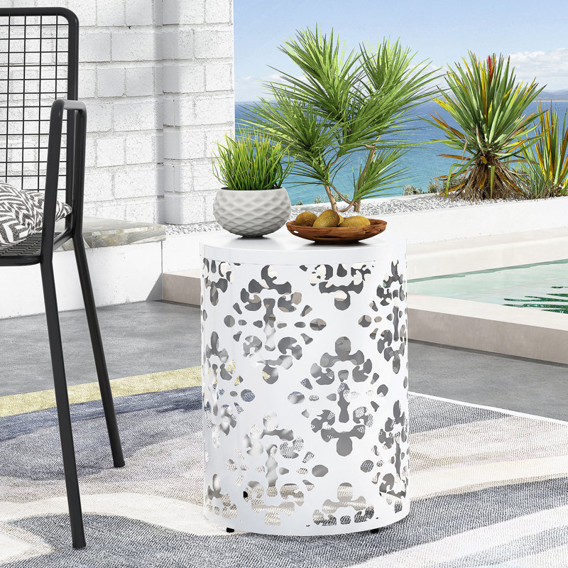 Table de bout en métal - Grand, Blanc