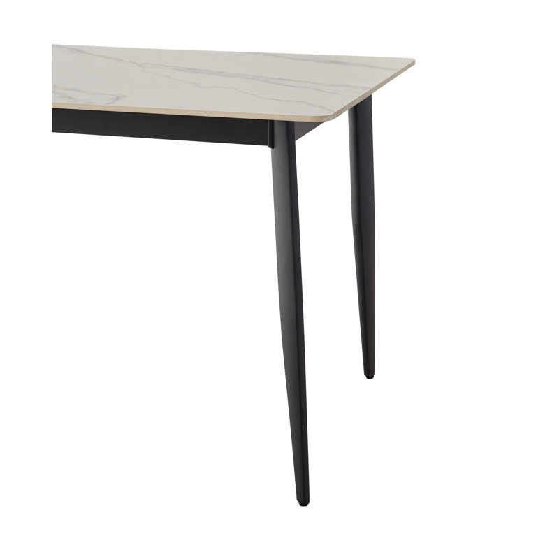 White Ceramic Tile Top Dining Table With Metal Legs, 55" X 29.2" W Rectangular 53.83" 29.2