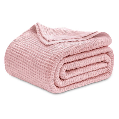 Bedsure 100% Cotton Blanket Breathable Waffle Weave Throw Blanket for Summer
