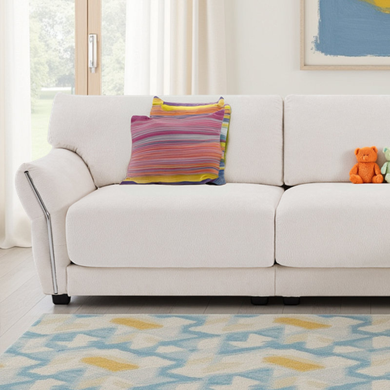 L-Shaped Modular Sectional Sofa 4-Seat Chenille Couch with USB/Type-C Chargers, Petal Armrests & Ottoman, Wood Frame
