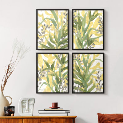 Sea Grass Fresco I, ensemble de 4 reproductions encadrées