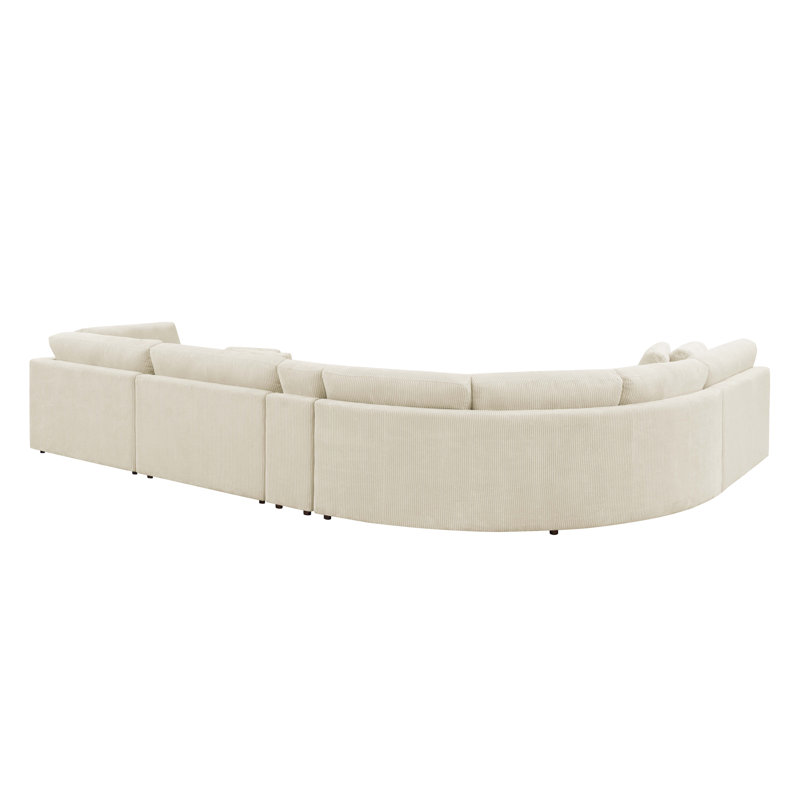 Alessandro 144 " Corduroy Curved Corner Sectional, Beige Corduroy
