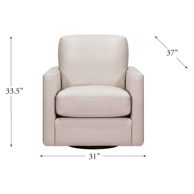 Vara Top Grain Leather Swivel Chair, Dillon Ice Gray Genuine Leather