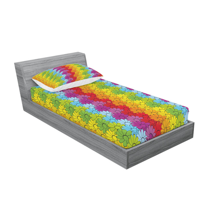 Microfiber Floral Sheet Set, Twin XL Sheet Set with Fitted Sheet