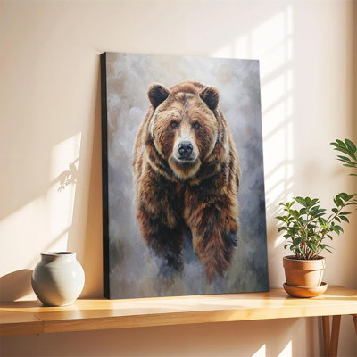 Tableau réaliste d'un ours grizzly brun, grande toile tendue sur châssis, impression d'art mural pour salon ou chambre