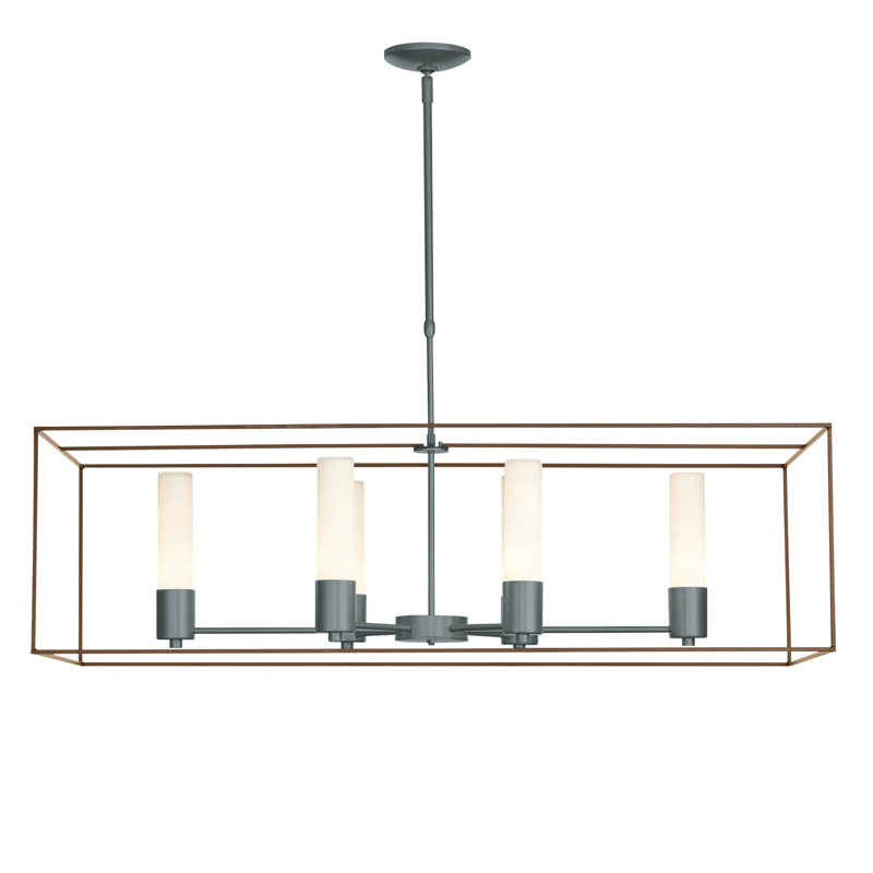 Portico 6 - Light Kitchen Island Linear Pendant, Bronze, Dark Smoke, Opal