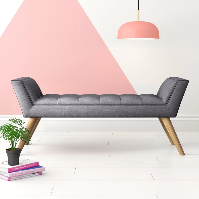 Cauley Upholstered Bench, Dark Grey