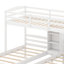 Triple lits superposés en bois avec escaliers et tiroirs de rangement, lit superposé simple au-dessus de simple, 3 lits superposés avec tablettes intégrées