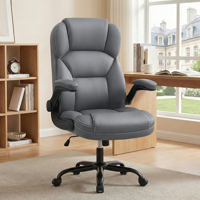 Fauteuil de direction ergonomique avec accoudoirs rabattables, Gris