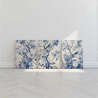 Antique Vintage Blue Chinoiserie Wall Art Prints, Botanical Posters or Canvases