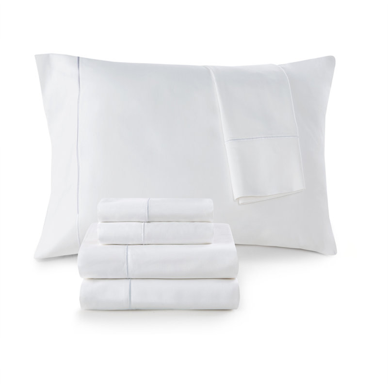 600 Thread Count Pima Cotton Sheet Set, Queen Sheet Set + 1 Fitted Sheet + 2 Pillowcases, White