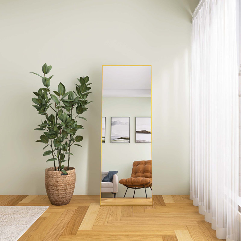 Miroir pleine grandeur trempé de 59 po x 16 po avec support, 65 po x 24 po , Doré