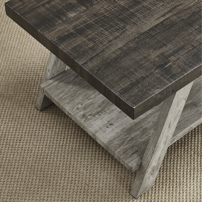 Table de bout bicolore en noyer vieilli et gris avec espace dans les tons, Gris anthracite, Gris