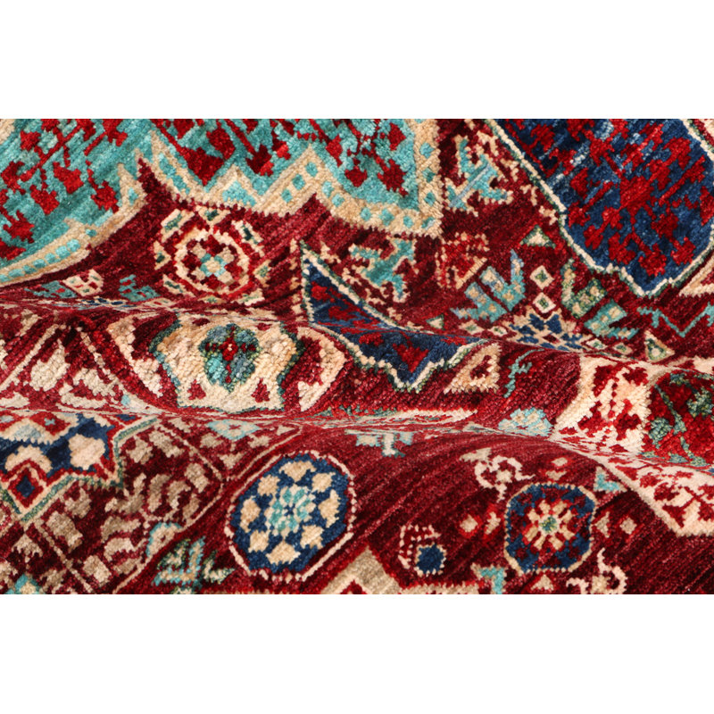 Tapis oriental en laine noué à la main rouge / bleu / beige Aryana
