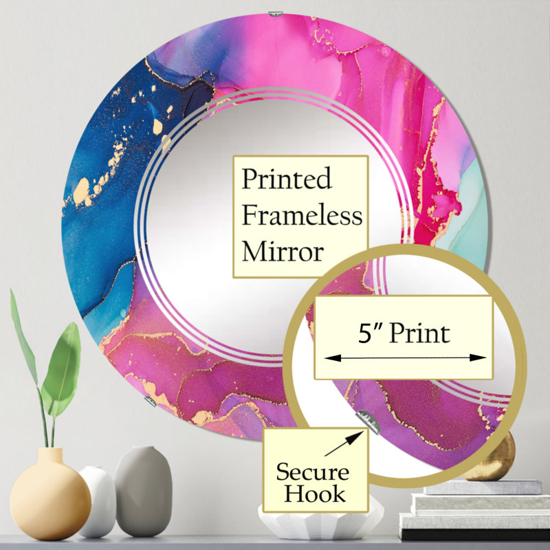 Mauve et rose, art abstrait fluide de luxe - miroir mural moderne, 24 po x 24 po
