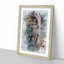 Peeping Great Horned Owl in Abstract - Picture Frame Painting Print-55583084-55583083