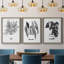 B&W d'intérieur plante IV - ensemble de 3 reproductions d'art sur toile-846870220-846870260