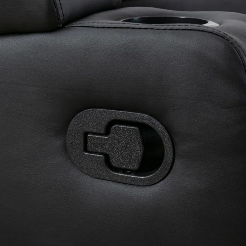 Pareeti 33.5" Wide Faux Leather Soft Backrest Manual Release Recliner with Massage & Storage & Cup Holder, Black Faux Leather