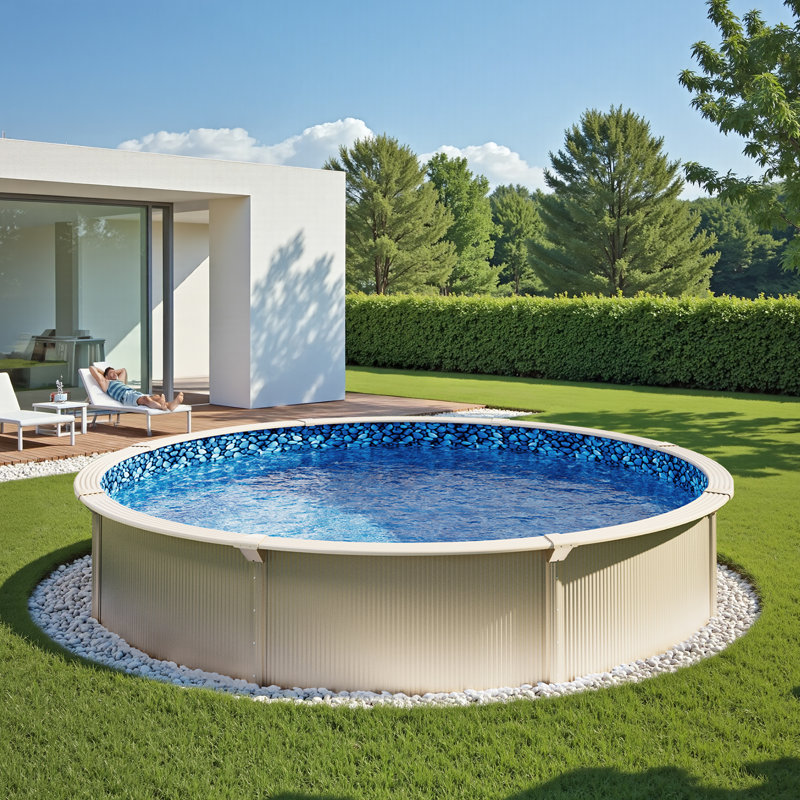 Revêtement pour piscine rond de style mur Unibead 52 po à hauteur de mur durable, 24 pieds pi