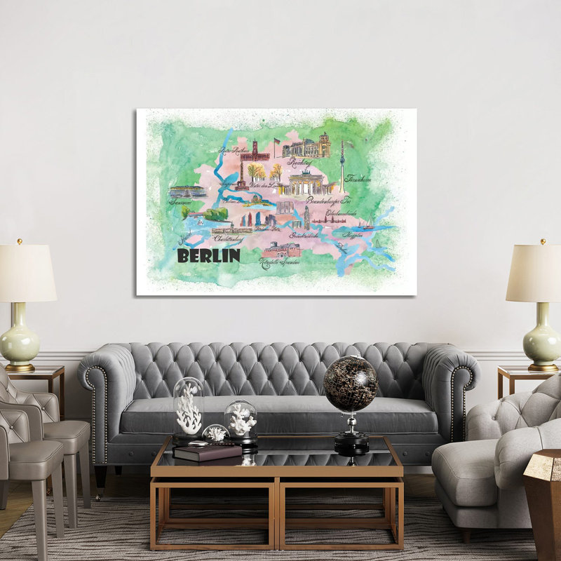 Berlin, Germany Travel Poster by Markus & Martina Bleichner - Wrapped Canvas Gallery-Wrapped Canvas Giclée