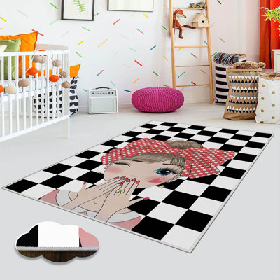 Stylish Woven Carpet, 4 x 6 Feet, 100% Polyester | Antibacterial, 3D Digital Printing, Non-Slip PVC Felt Dot Underside | Machine Washable, 0.4 in Pile Height, Perfect for Living Room & Bedroom Decor