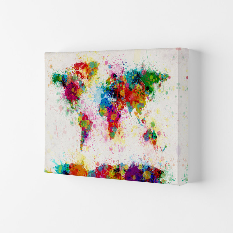 World Map by Michael Tompsett - 1 Piece Wall Art, 42cm H x 59.4cm W x 4cm D, Wrapped Canvas