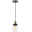 Mini-luminaire suspendu 1 lumière Savoy House Macauley en noir rétro avec laiton chaud