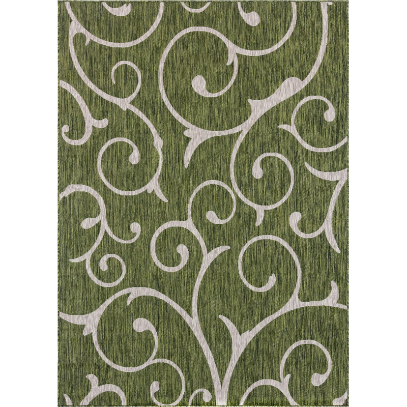 Hague Botanical Green Indoor/Outdoor Area Rug, Rectangle 7'1" x 10'