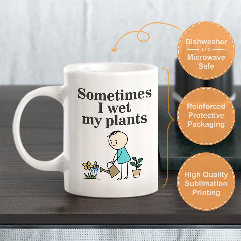 Parfois, je mouille mes plantes 15 oz tasse à café, Ensemble de verres à lait, Plastique polypropylène