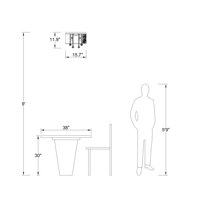 Plafonnier encastré 3 lumières 15,7 po 3 lumières