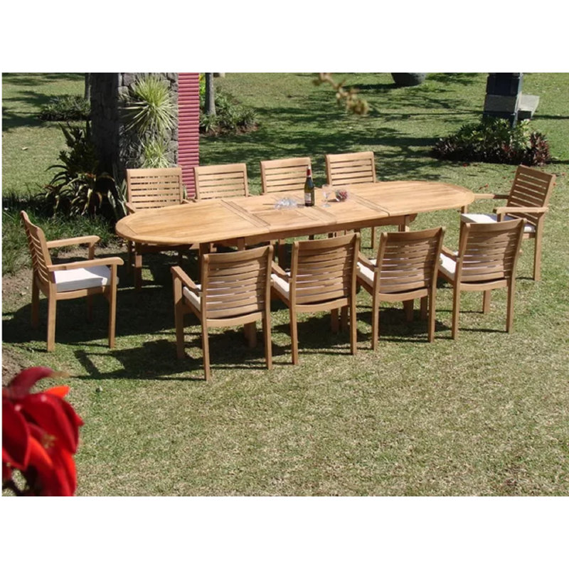 Hollier Outdoor 11 - Piece Teak Dining Set