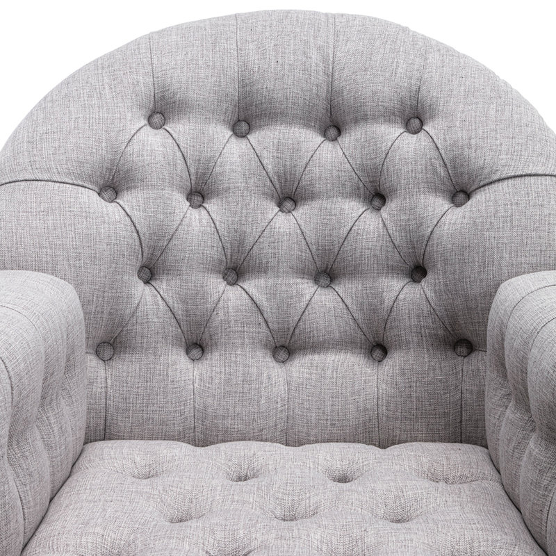Fauteuil et repose-pieds en lin touffeté de 31,08 po Beedie, 100 % lin gris