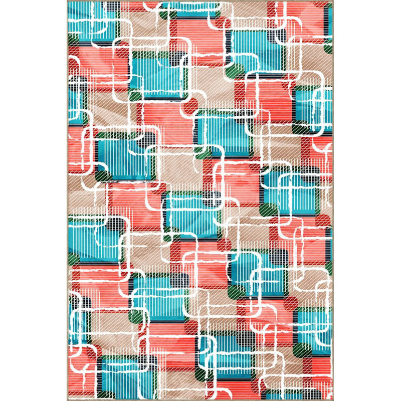 Colorful Patterned Decorative Machine Washable Rug, Rectangle 2'4" x 3'11" Rug Pad Included