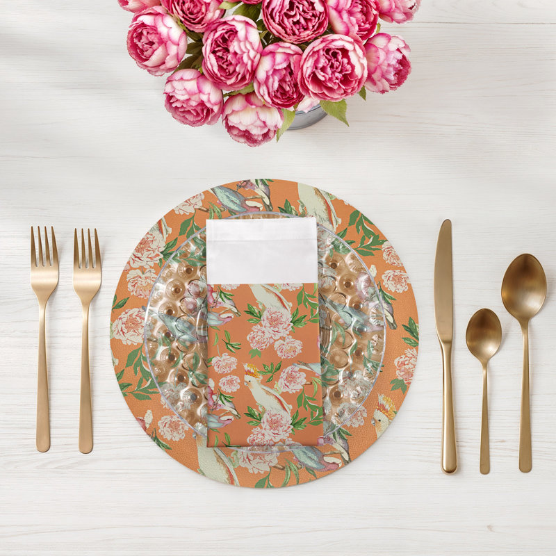 Serviettes de table en satin de coton Peony Inspira, Bellini