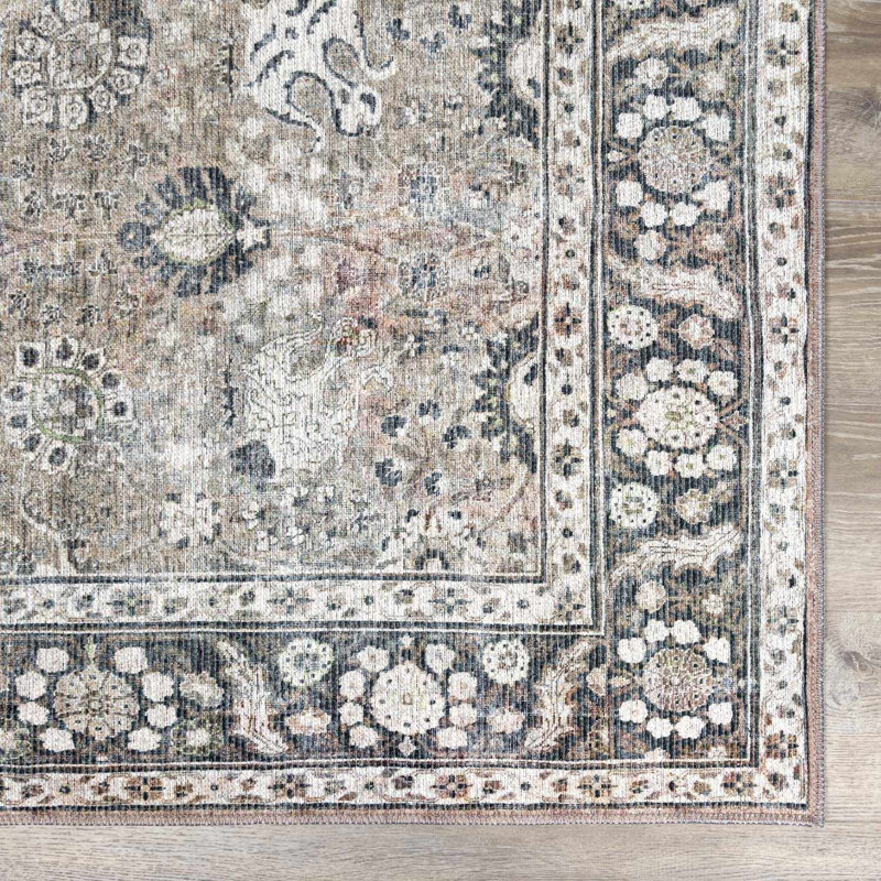 Tapis damassé brun Boho Modena, Rectangle 6 pi 7 po x 9 pi
