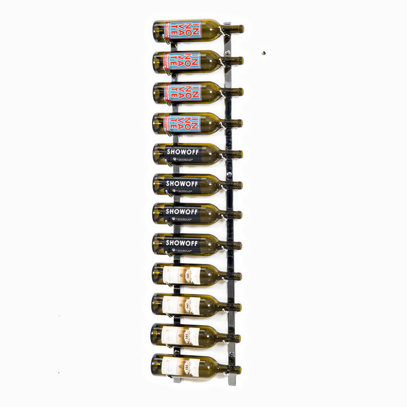 Support à vin mural en métal pour 12 bouteilles Indurial - bronze industriel - 48 po de hauteur, 48"H x 13"W x 5.25"D
