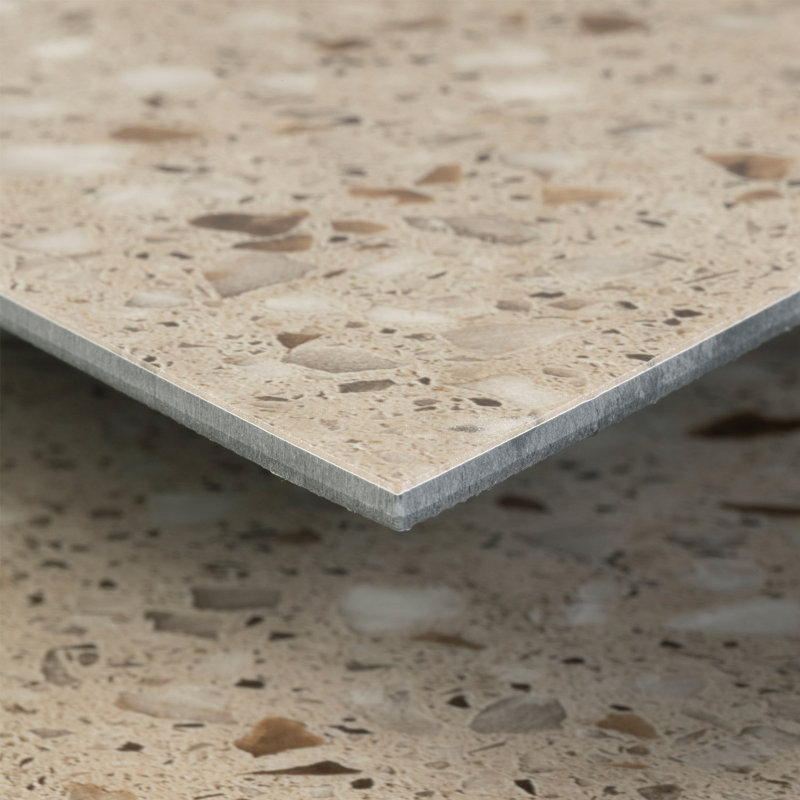 GlueCore Mosaic 28mil x 9.75" W x 17" L Stone Glue Down Vinyl Tile Flooring, Desert Rock