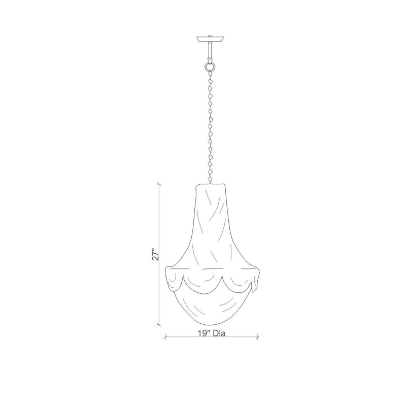 Small Leather Fringe Chandelier, Cream