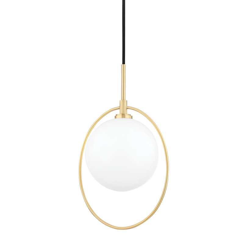 Luminaire suspendu sphérique à 1 lumière Rodolph, Laiton vieilli