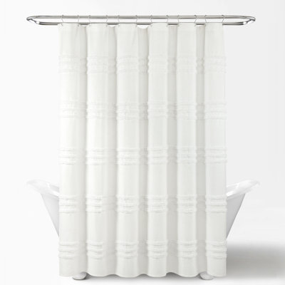 Cotton Blend Striped Shower Curtain
