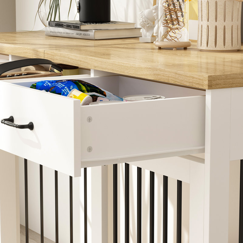 Meuble pour chien avec 3 tiroirs, Blanc/chêne