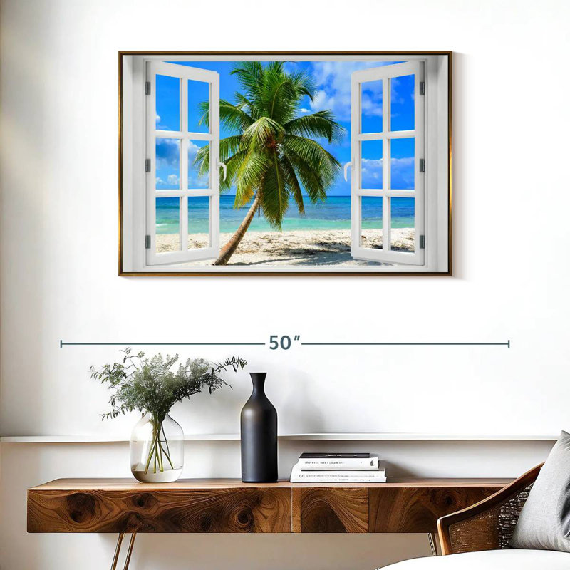 De la fenêtre à l'Axe des Fêtes, Cadre flottant doré, 37 po x 25 po