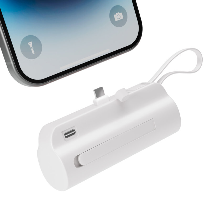 BAOKALER 4500mah Mini Power Bank avec charge rapide, ultra portable 2 en 1 bloc-batterie pour iPhone Android Compatibilité universelle Samsung Galaxy (blanc)